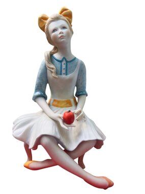 Cybis Pollyanna Porcelain Sculpture Girl Holds Apple Whimsical Figurine